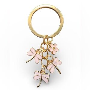 Pink Dragonfly Charm Key Ring New